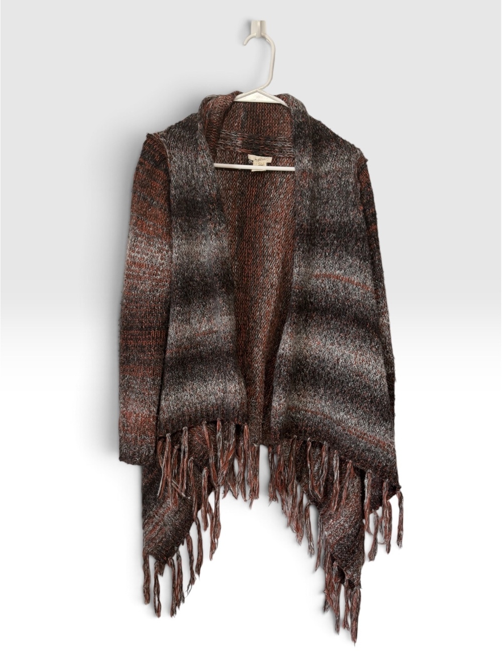 Mystree Women's Boho Festival Fall Knit Cardigan with Fringe Detail, Size Small